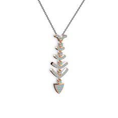 Taşlı Kılçık Kolye - Akuamarin 14 ayar rose altın kolye (40 cm gümüş rolo zincir) #u54pw5