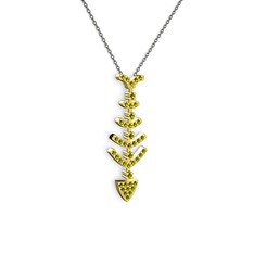 Taşlı Kılçık Kolye - Peridot 18 ayar altın kolye (40 cm gümüş rolo zincir) #u8p9le