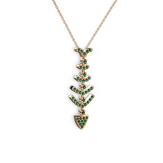 Yeşil kuvars 18 ayar rose altın kolye (40 cm gümüş rolo zincir)