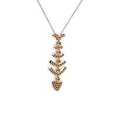 Taşlı Kılçık Kolye - Dumanlı kuvars 14 ayar rose altın kolye (40 cm gümüş rolo zincir) #vqgt5t
