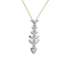 Taşlı Kılçık Kolye - Swarovski 14 ayar beyaz altın kolye (40 cm gümüş rolo zincir) #xtdgwf