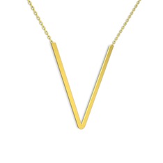 V Kolye - 8 ayar altın kolye (40 cm altın rolo zincir) #171dntf