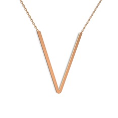 V Kolye - 14 ayar rose altın kolye (40 cm rose altın rolo zincir) #1nupz51