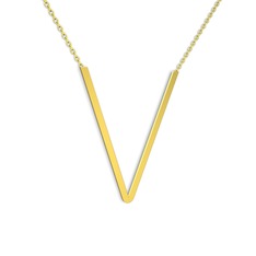 V Kolye - 925 ayar altın kaplama gümüş kolye (40 cm altın rolo zincir) #4ul2i6