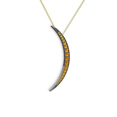 Ay Kolye - Sitrin 925 ayar siyah rodyum kaplama gümüş kolye (40 cm altın rolo zincir) #12ivf9d