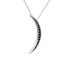 Ay Kolye - Siyah zirkon 18 ayar beyaz altın kolye (40 cm gümüş rolo zincir) #12vrfzf