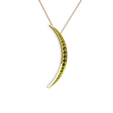 Ay Kolye - Peridot 14 ayar altın kolye (40 cm gümüş rolo zincir) #14225ar