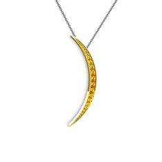 Ay Kolye - Sitrin 14 ayar altın kolye (40 cm gümüş rolo zincir) #1465tmd