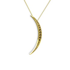 Ay Kolye - Dumanlı kuvars 14 ayar altın kolye (40 cm altın rolo zincir) #14hwaux