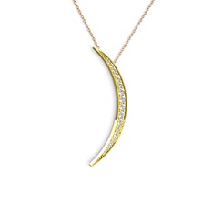 Ay Kolye - Beyaz zirkon 8 ayar altın kolye (40 cm rose altın rolo zincir) #1605iex