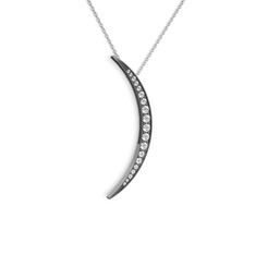 Ay Kolye - Swarovski 925 ayar siyah rodyum kaplama gümüş kolye (40 cm beyaz altın rolo zincir) #160r4d2