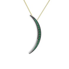 Ay Kolye - Yeşil kuvars 925 ayar siyah rodyum kaplama gümüş kolye (40 cm gümüş rolo zincir) #16evkjg