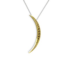 Ay Kolye - Dumanlı kuvars 18 ayar altın kolye (40 cm gümüş rolo zincir) #16uj90e