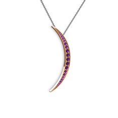 Ametist 925 ayar rose altın kaplama gümüş kolye (40 cm gümüş rolo zincir)