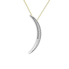 Ay Kolye - Beyaz zirkon 18 ayar beyaz altın kolye (40 cm gümüş rolo zincir) #19gxijg