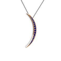 Ay Kolye - Lab safir 18 ayar rose altın kolye (40 cm gümüş rolo zincir) #19m1rgr