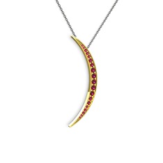 Rodolit garnet 925 ayar altın kaplama gümüş kolye (40 cm gümüş rolo zincir)