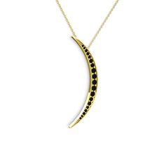 Ay Kolye - Siyah zirkon 925 ayar altın kaplama gümüş kolye (40 cm altın rolo zincir) #1aednjm