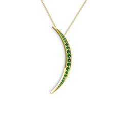 Ay Kolye - Yeşil kuvars 18 ayar altın kolye (40 cm gümüş rolo zincir) #1b3qtvv