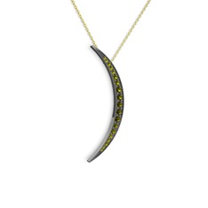 Peridot 925 ayar siyah rodyum kaplama gümüş kolye (40 cm gümüş rolo zincir)