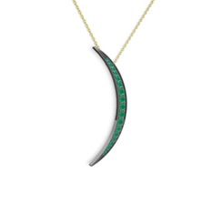 Kök zümrüt 925 ayar siyah rodyum kaplama gümüş kolye (40 cm altın rolo zincir)