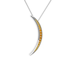 Ay Kolye - Sitrin 8 ayar beyaz altın kolye (40 cm gümüş rolo zincir) #1faff1z