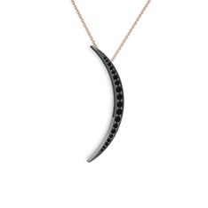 Ay Kolye - Siyah zirkon 925 ayar siyah rodyum kaplama gümüş kolye (40 cm gümüş rolo zincir) #1fjwik2
