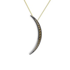 Ay Kolye - Dumanlı kuvars 925 ayar siyah rodyum kaplama gümüş kolye (40 cm altın rolo zincir) #1fzo3zb