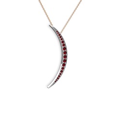 Ay Kolye - Garnet 18 ayar beyaz altın kolye (40 cm rose altın rolo zincir) #1gfmgue