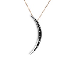 Ay Kolye - Siyah zirkon 925 ayar gümüş kolye (40 cm rose altın rolo zincir) #1iao4bh