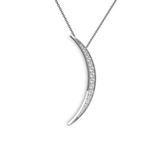 Ay Kolye - Beyaz zirkon 8 ayar beyaz altın kolye (40 cm gümüş rolo zincir) #1jifoso