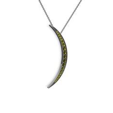 Ay Kolye - Peridot 925 ayar siyah rodyum kaplama gümüş kolye (40 cm gümüş rolo zincir) #1l3pusb