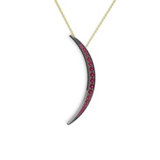 Ay Kolye - Rodolit garnet 925 ayar siyah rodyum kaplama gümüş kolye (40 cm altın rolo zincir) #1lpcko8