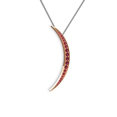 Rodolit garnet 8 ayar rose altın kolye (40 cm gümüş rolo zincir)