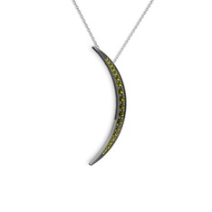 Ay Kolye - Peridot 925 ayar siyah rodyum kaplama gümüş kolye (40 cm gümüş rolo zincir) #1oi2e7c