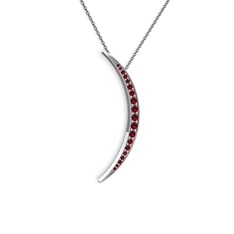Garnet 14 ayar beyaz altın kolye (40 cm gümüş rolo zincir)