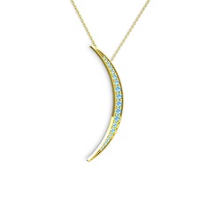 Ay Kolye - Akuamarin 8 ayar altın kolye (40 cm altın rolo zincir) #1rptpur
