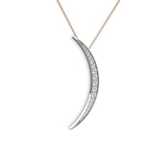 Ay Kolye - Beyaz zirkon 925 ayar gümüş kolye (40 cm rose altın rolo zincir) #1snz4w1