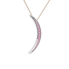 Pembe kuvars 925 ayar gümüş kolye (40 cm rose altın rolo zincir)