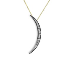 Ay Kolye - Beyaz zirkon 925 ayar siyah rodyum kaplama gümüş kolye (40 cm altın rolo zincir) #1ysj52j