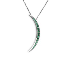 Ay Kolye - Yeşil kuvars 925 ayar gümüş kolye (40 cm gümüş rolo zincir) #216cg6