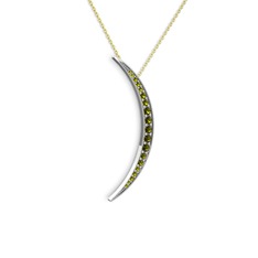 Ay Kolye - Peridot 925 ayar gümüş kolye (40 cm altın rolo zincir) #257xgt