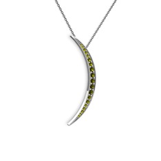 Ay Kolye - Peridot 14 ayar beyaz altın kolye (40 cm gümüş rolo zincir) #2ox1u