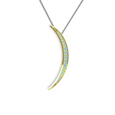 Akuamarin 8 ayar altın kolye (40 cm gümüş rolo zincir)