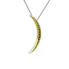 Peridot 18 ayar altın kolye (40 cm gümüş rolo zincir)