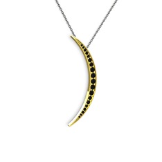Siyah zirkon 18 ayar altın kolye (40 cm gümüş rolo zincir)