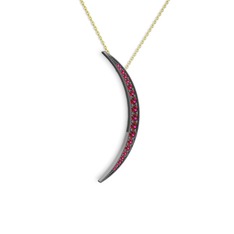 Rodolit garnet 925 ayar siyah rodyum kaplama gümüş kolye (40 cm altın rolo zincir)