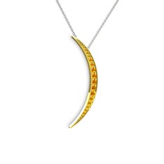 Ay Kolye - Sitrin 8 ayar altın kolye (40 cm beyaz altın rolo zincir) #7pxaq5