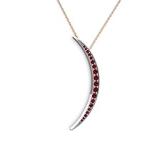 Ay Kolye - Garnet 925 ayar gümüş kolye (40 cm rose altın rolo zincir) #8d6d08