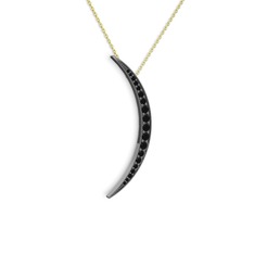 Ay Kolye - Siyah zirkon 925 ayar siyah rodyum kaplama gümüş kolye (40 cm altın rolo zincir) #93cjm0